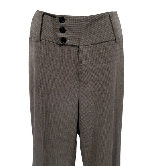 Alloy Apparel Womens Dress Pants 36X37 Wide Leg Cuffed Mid Rise Button Brown XL - Picture 1 of 8